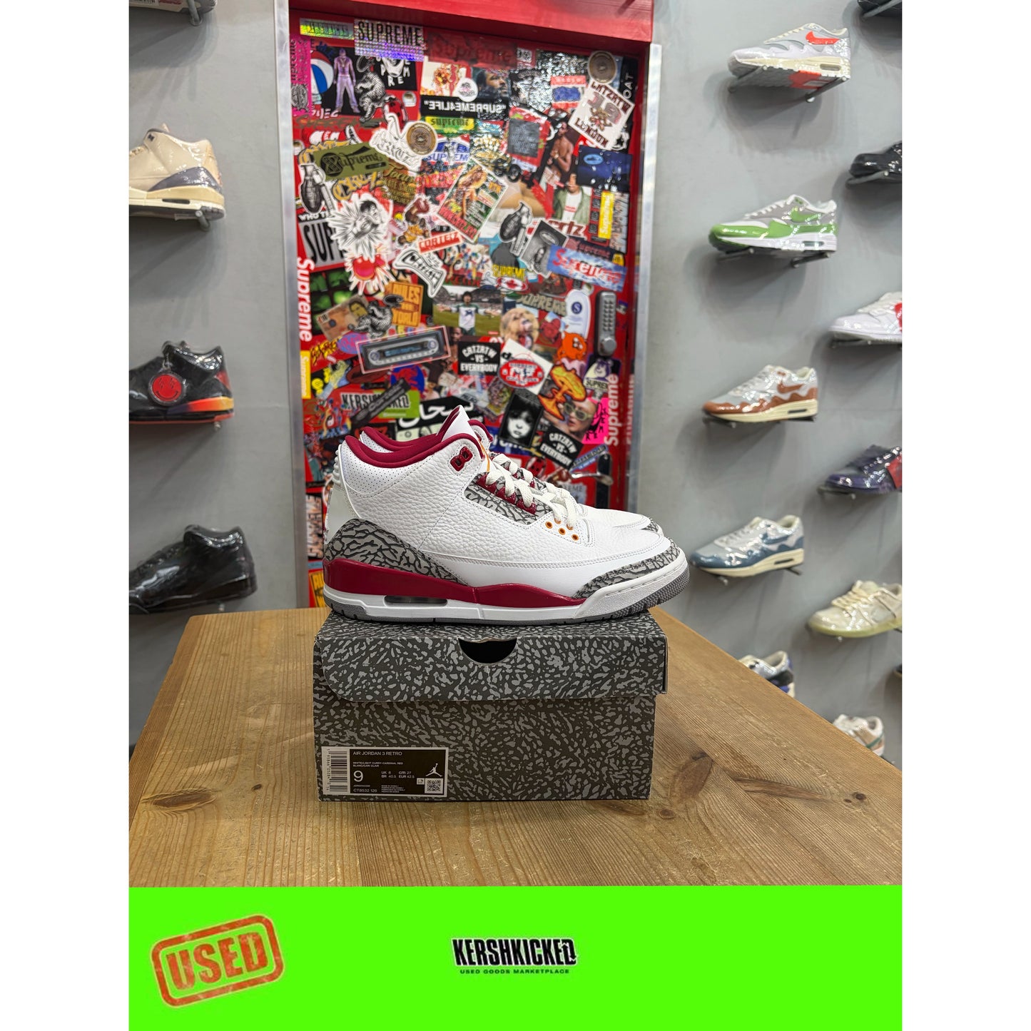 Jordan 3 Retro Cardinal Red UK 8