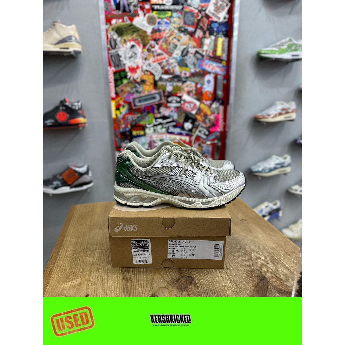 ASICS Gel-Kayano 14 Dried Leaf Green Pure Silver UK9.5