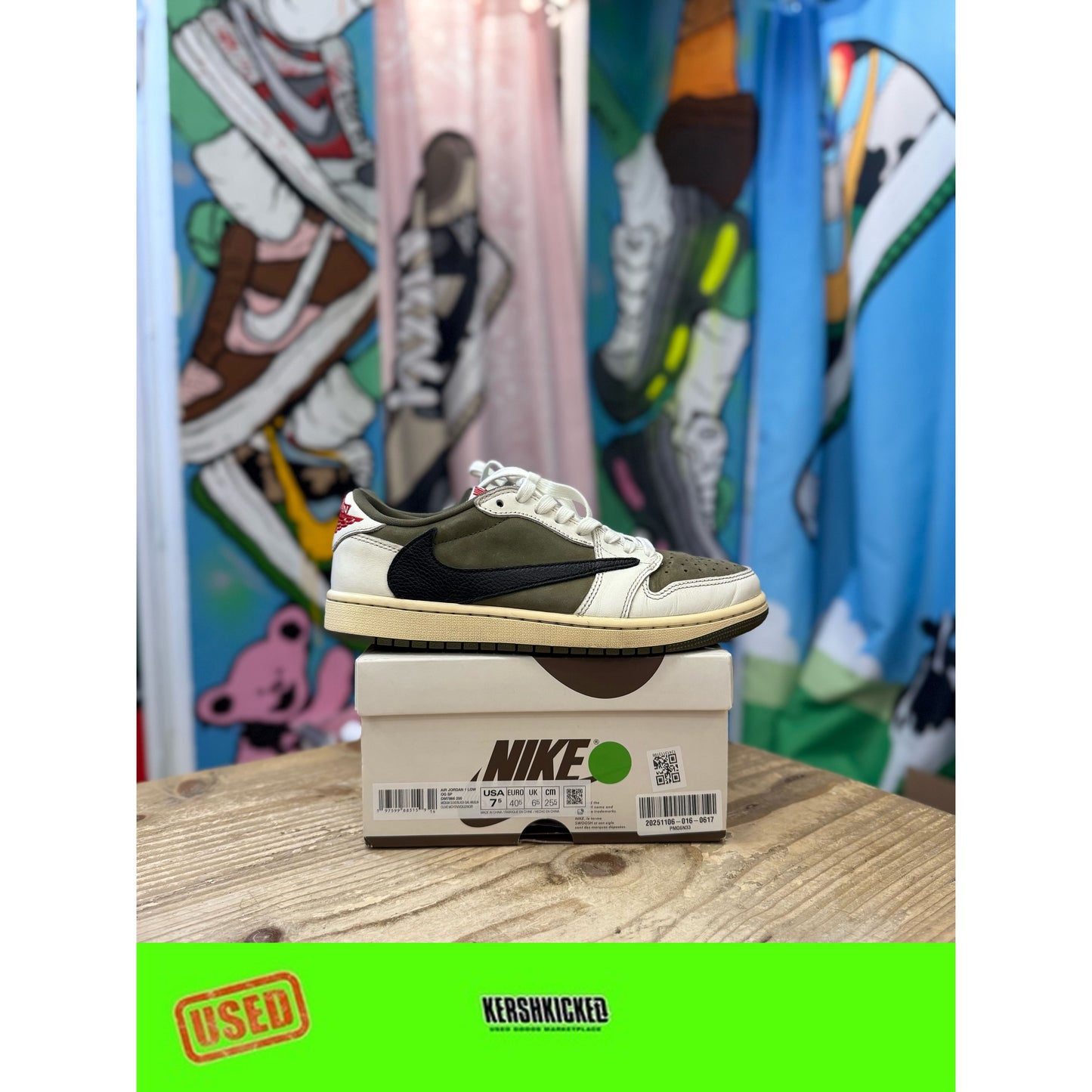Jordan 1 Low Travis Scott Medium Olive UK 6.5