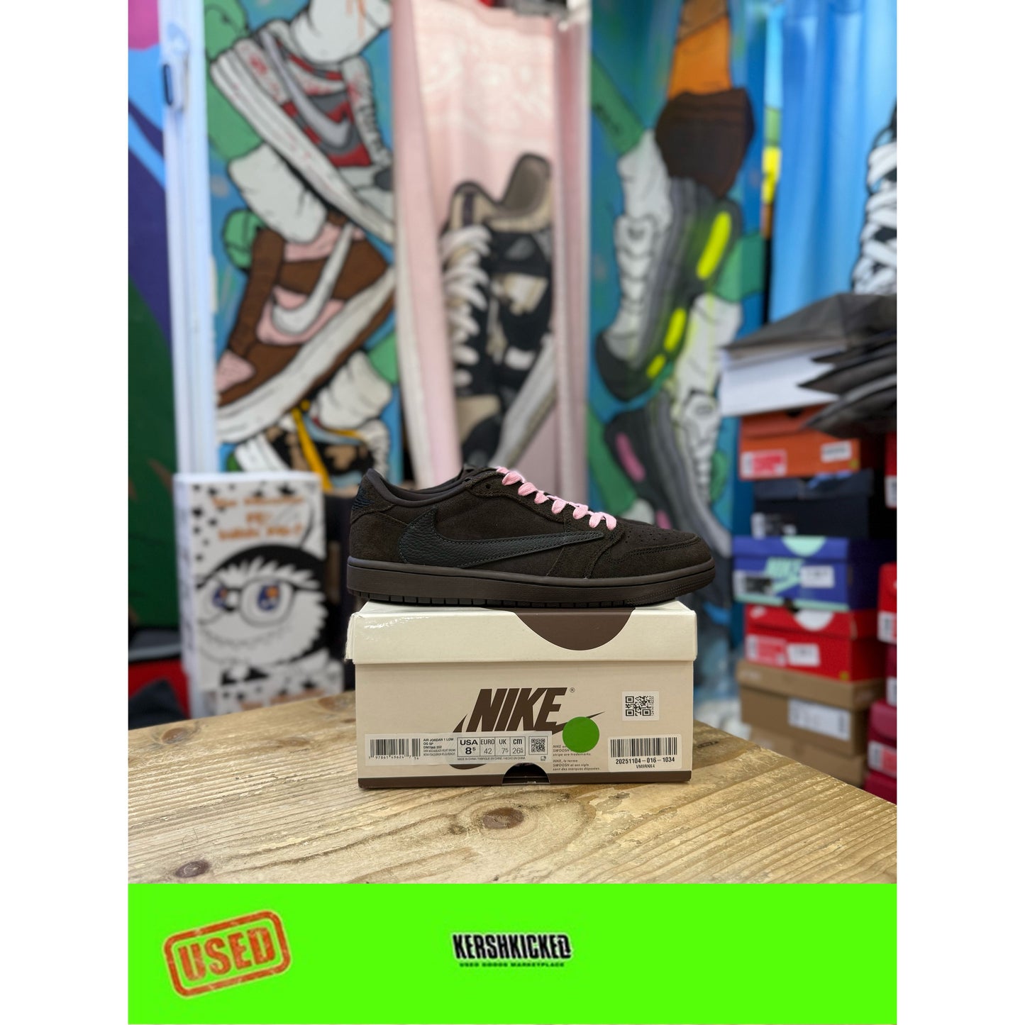 Jordan 1 Low Travis Scott Velvet Brown UK 7.5