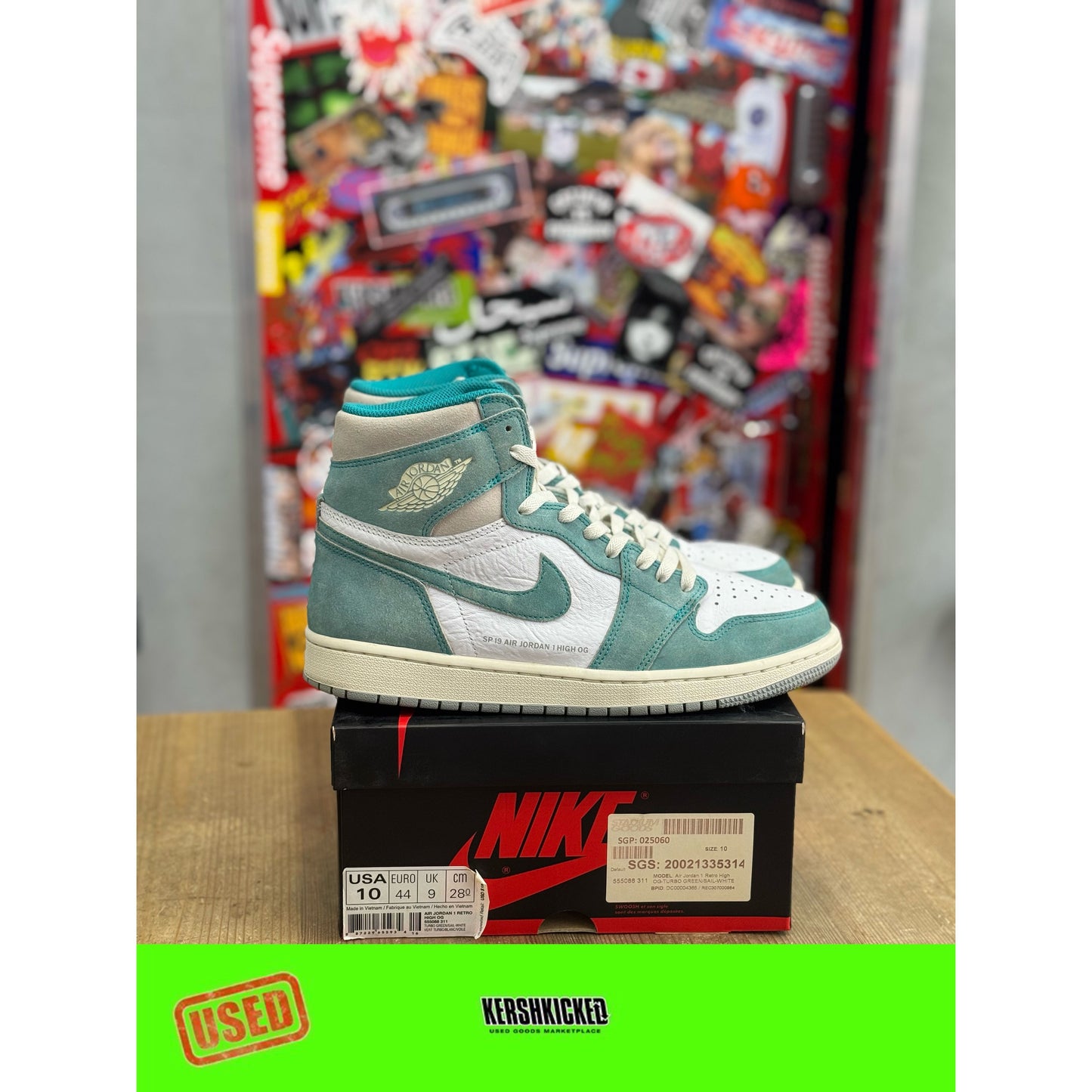 Jordan 1 Retro High Turbo Green UK 9