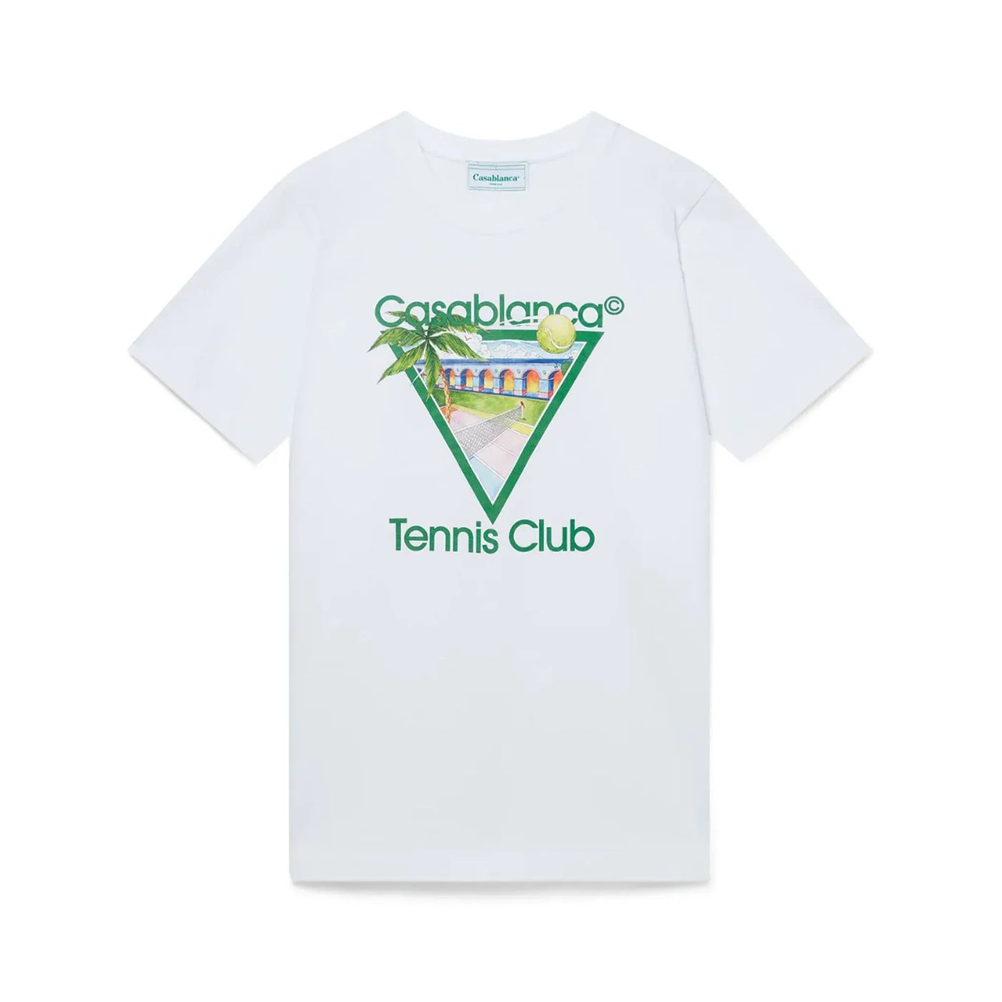 CASABLANCA TENNIS CLUB ICON SHORT SLEEVE T-SHIRT WHITE/GREEN