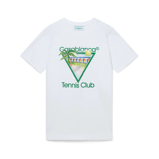 CASABLANCA TENNIS CLUB ICON SHORT SLEEVE T-SHIRT WHITE/GREEN