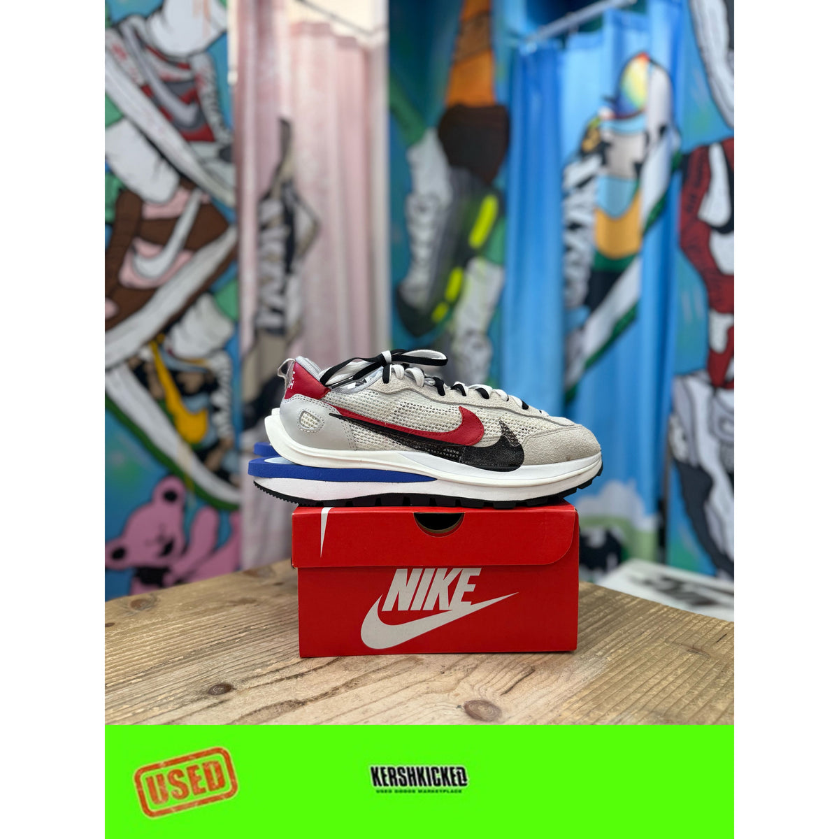 Nike Vaporwaffle sacai Sport Fuchsia Game Royal UK 9