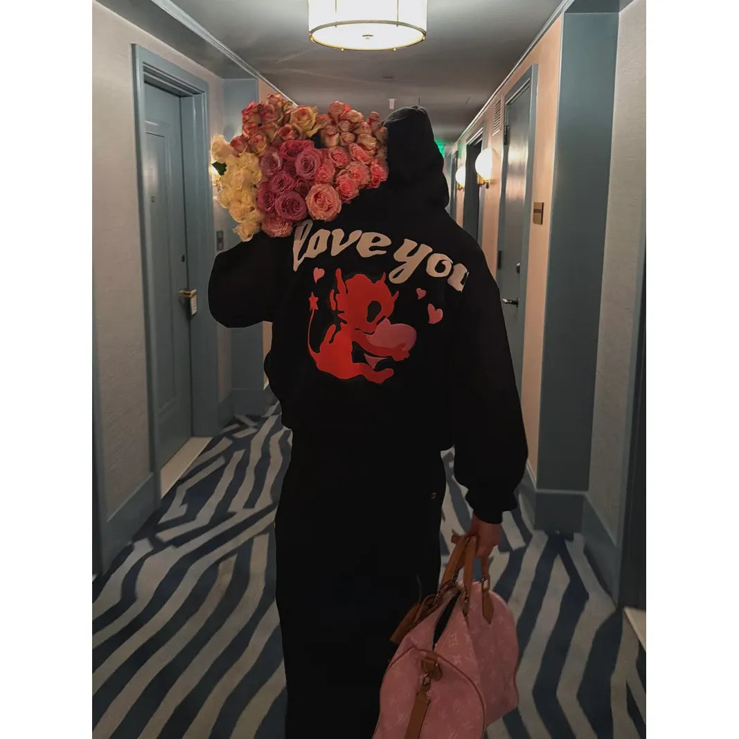 Broken Planet Broken Hearts Hoodie Midnight Black