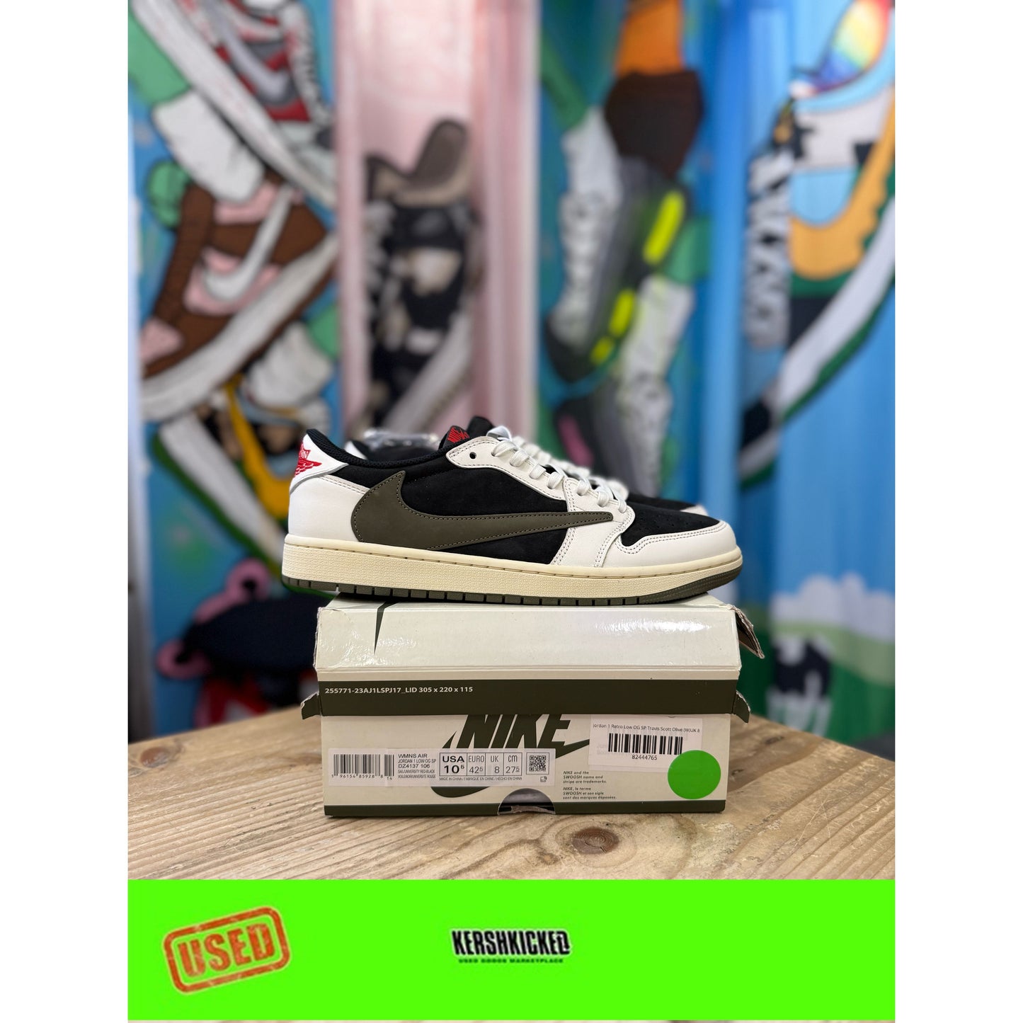 Jordan 1 Low Travis Scott Olive UK 8/8.5 MISMATCH SIZE