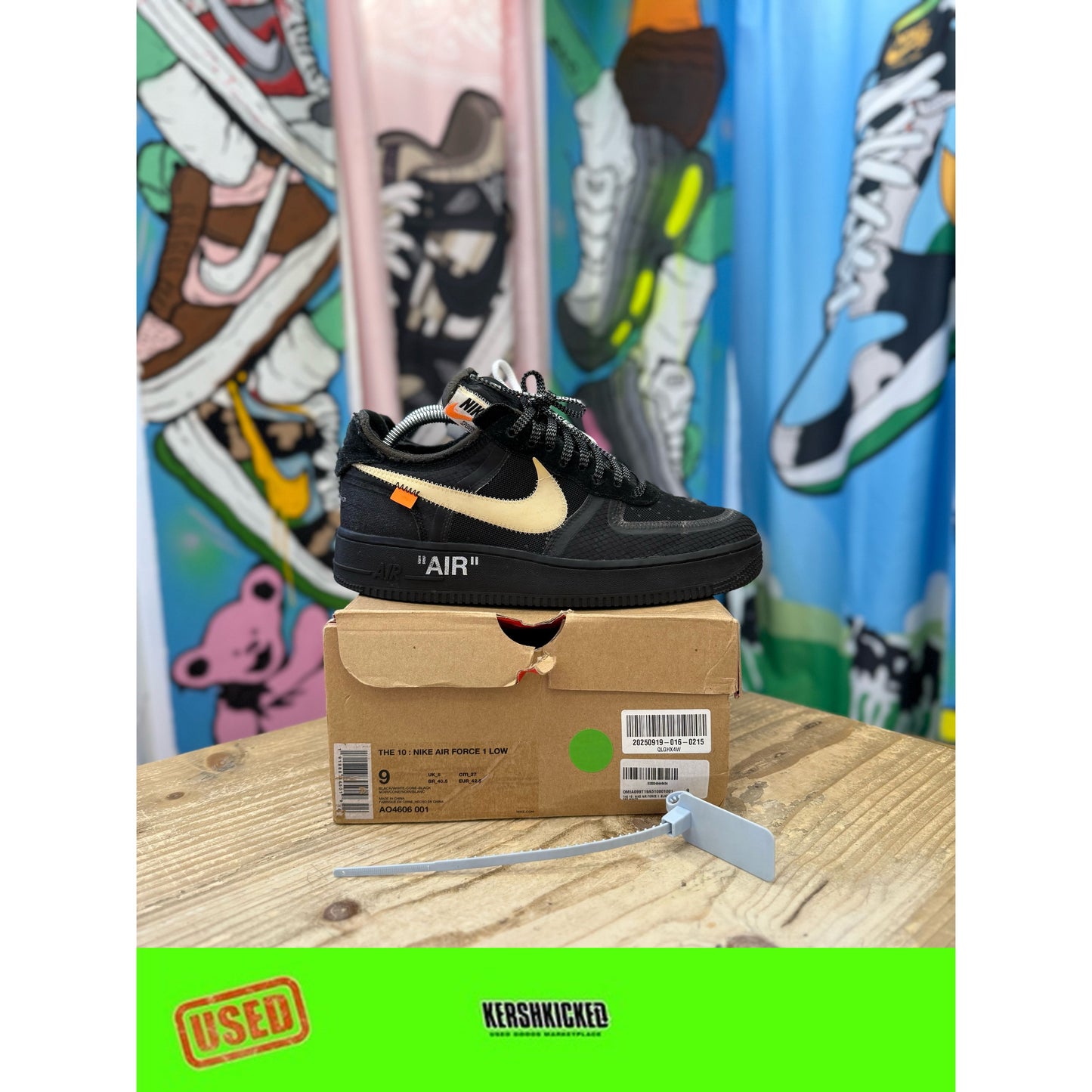 Nike Air Force 1 Low Off White Black UK 8
