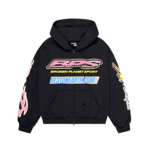 Broken Planet Fast Boyz Zip-Up Hoodie Midnight Black | Broken