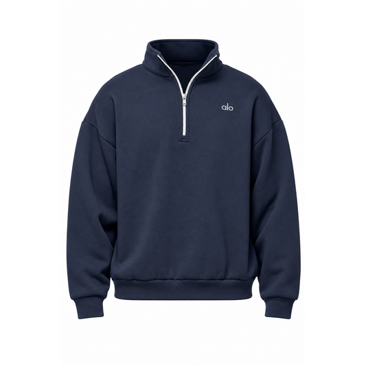 ALO ACCOLADE 1/4 ZIP SWEATSHIRT TRACK NAVY