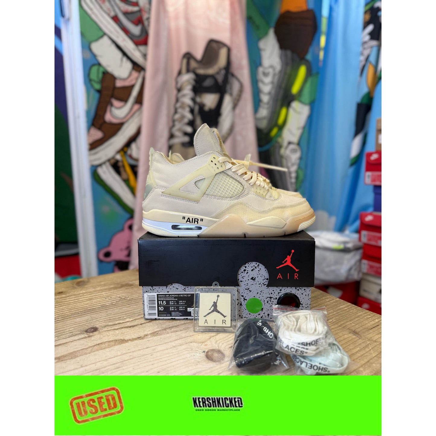 Jordan 4 Off White Sail UK 9