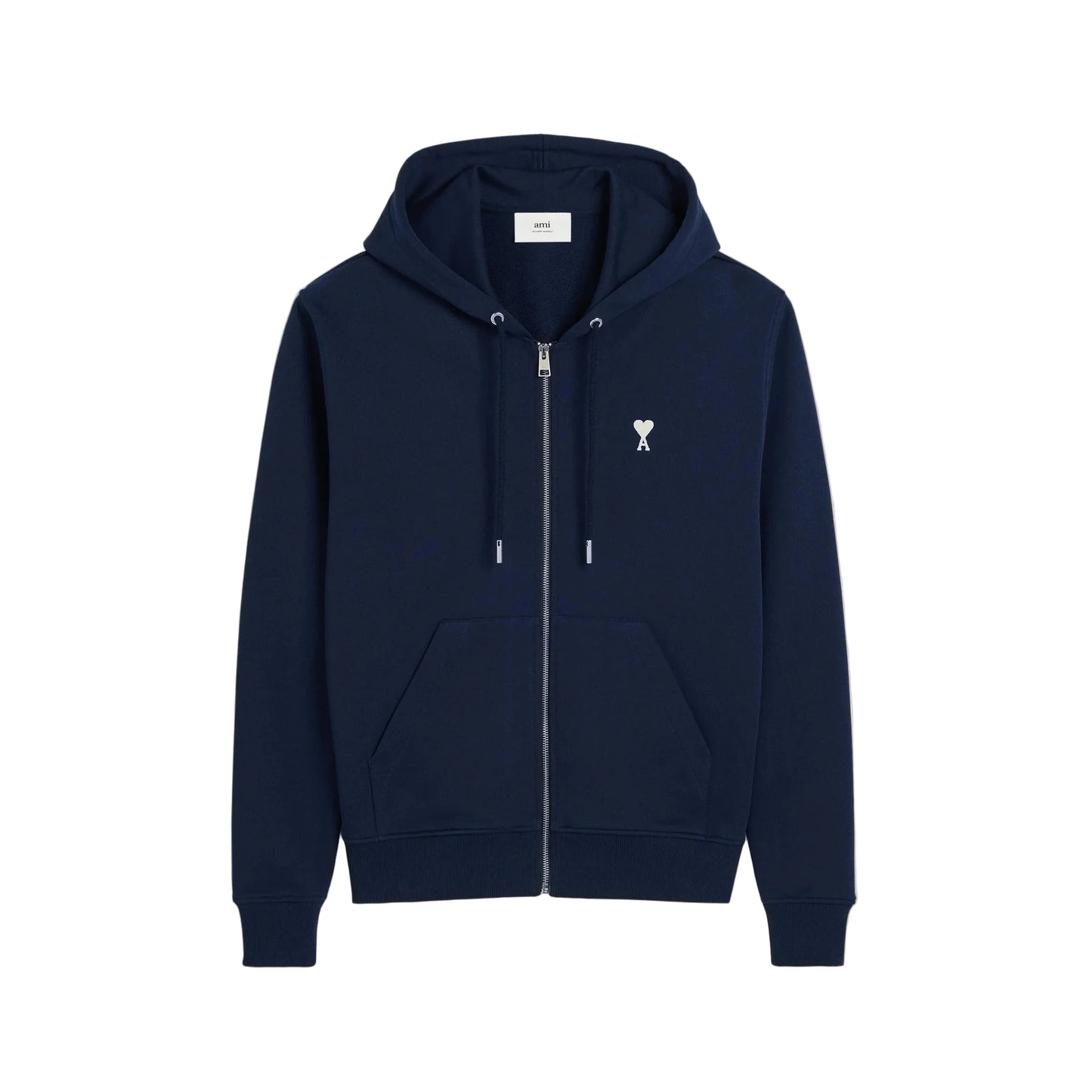 AMI PARIS AMI DE COEUR SMALL LOGO HOODIE NAVY/WHITE
