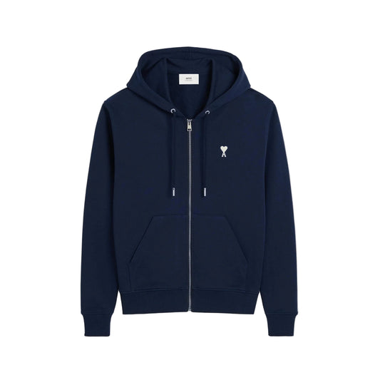 AMI PARIS AMI DE COEUR SMALL LOGO HOODIE NAVY/WHITE