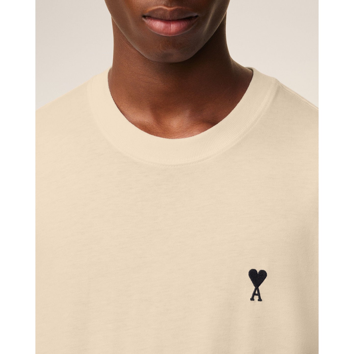 Ami Paris Ami de Coeur Cotton T-Shirt Cafe Creme