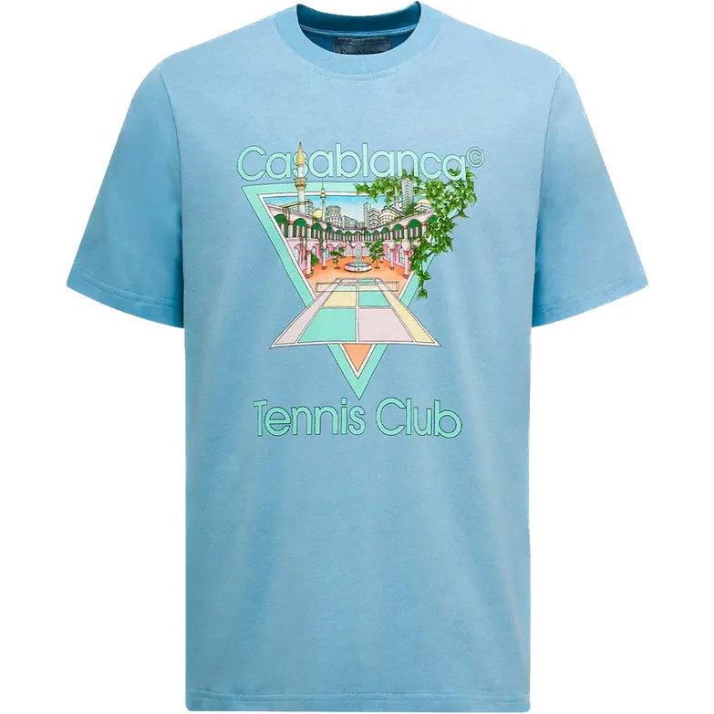 Casablanca Tennis Club Icon Pastelle Printed Blue Tee
