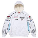Supreme Racing Lined Zip Up Hooded Sweatshirt Heather Grey