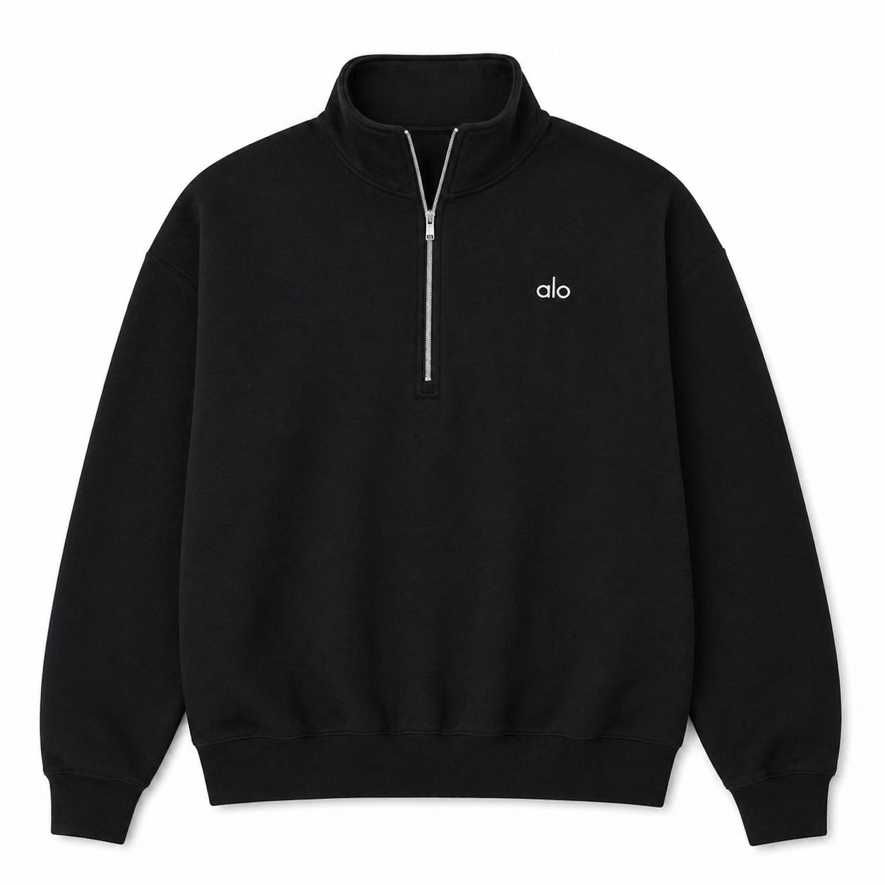 ALO Yoga Accolade 1/4 Zip Black Sweatshirt