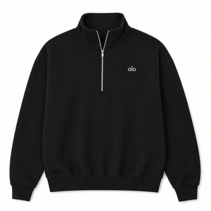 ALO Yoga Accolade 1/4 Zip Black Sweatshirt | ALO | KershKicks