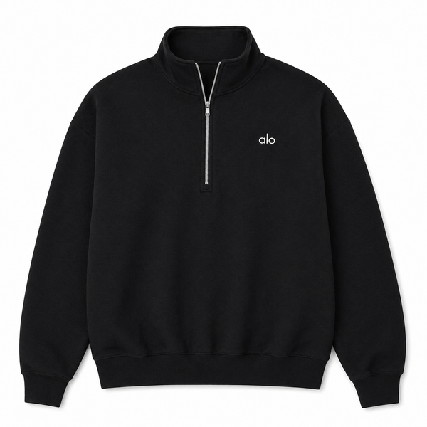 ALO Yoga Accolade 1/4 Zip Black Sweatshirt | ALO | KershKicks