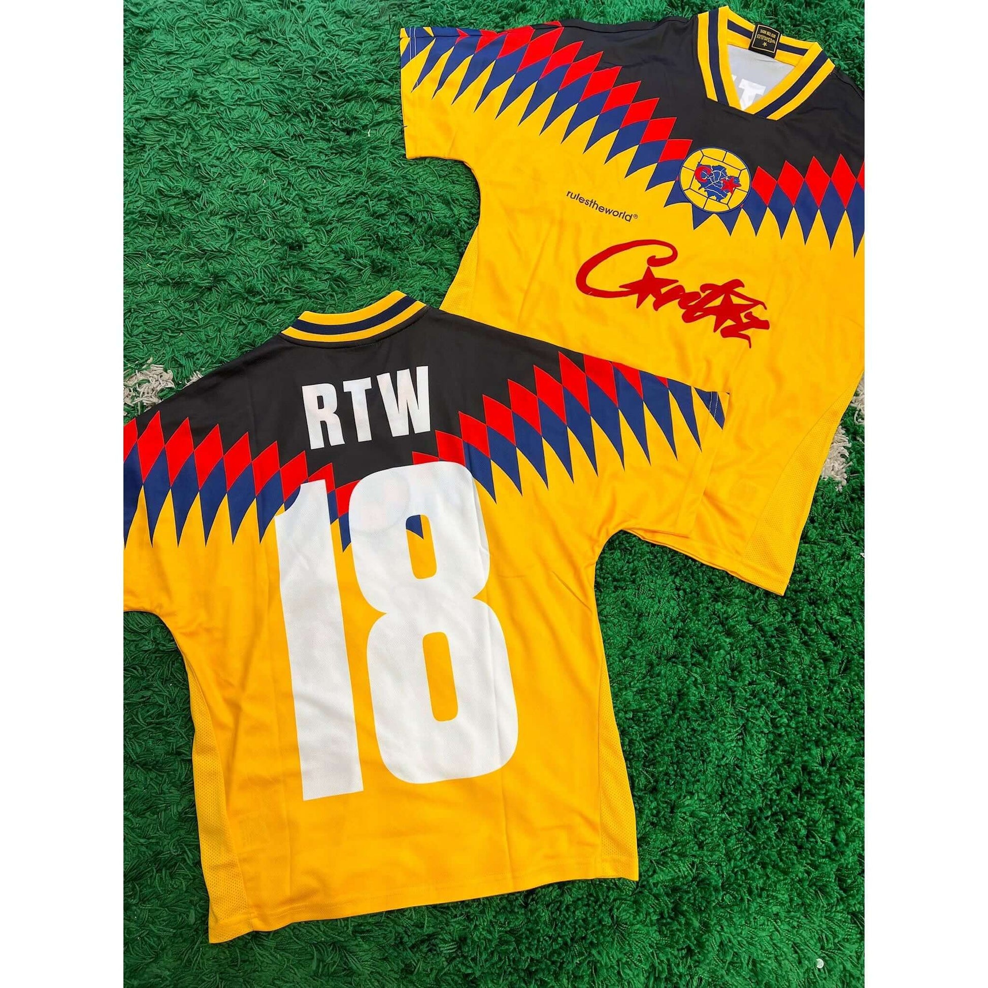Corteiz Club RTW Football Jersey Multicolor by Corteiz in . Available at KershKicks for £165.00. A must-have for fans of Corteiz looking to elevate their style with this T-Shirt.