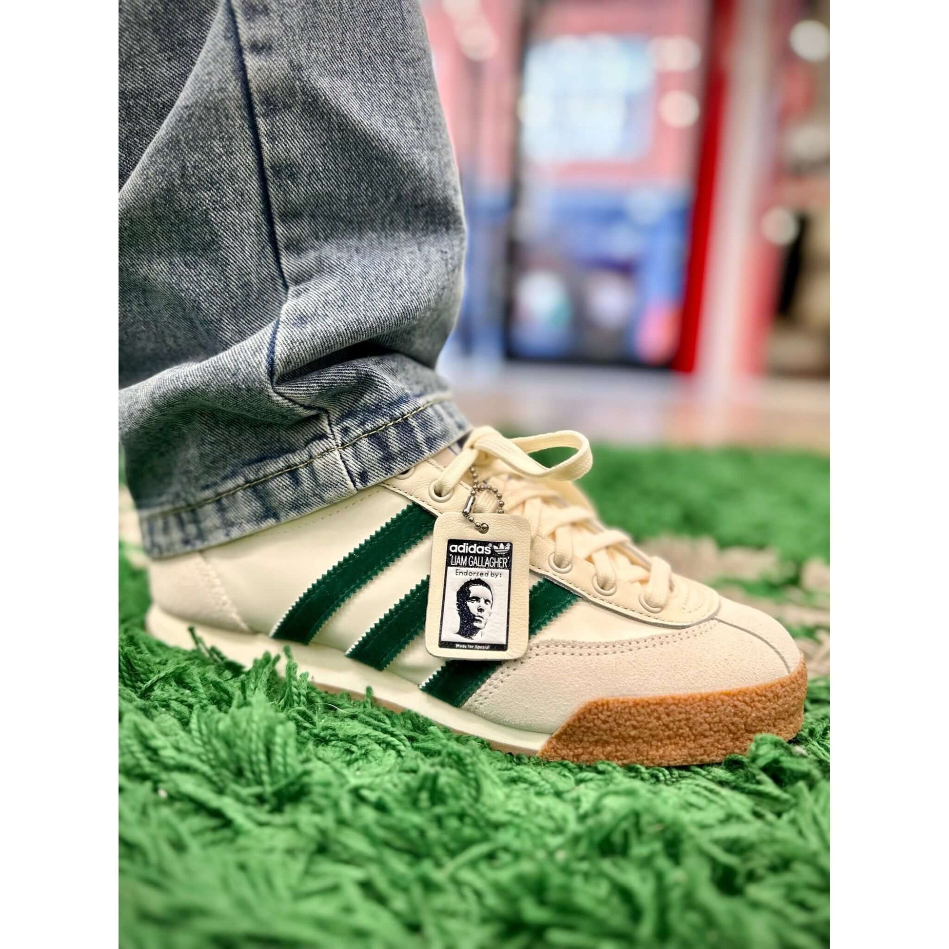 adidas LG II SPZL Liam Gallagher Bottle Green by Adidas in Shoes. Available at KershKicks for £185.00. A must-have for fans of Adidas looking to elevate their style with this Shoes.