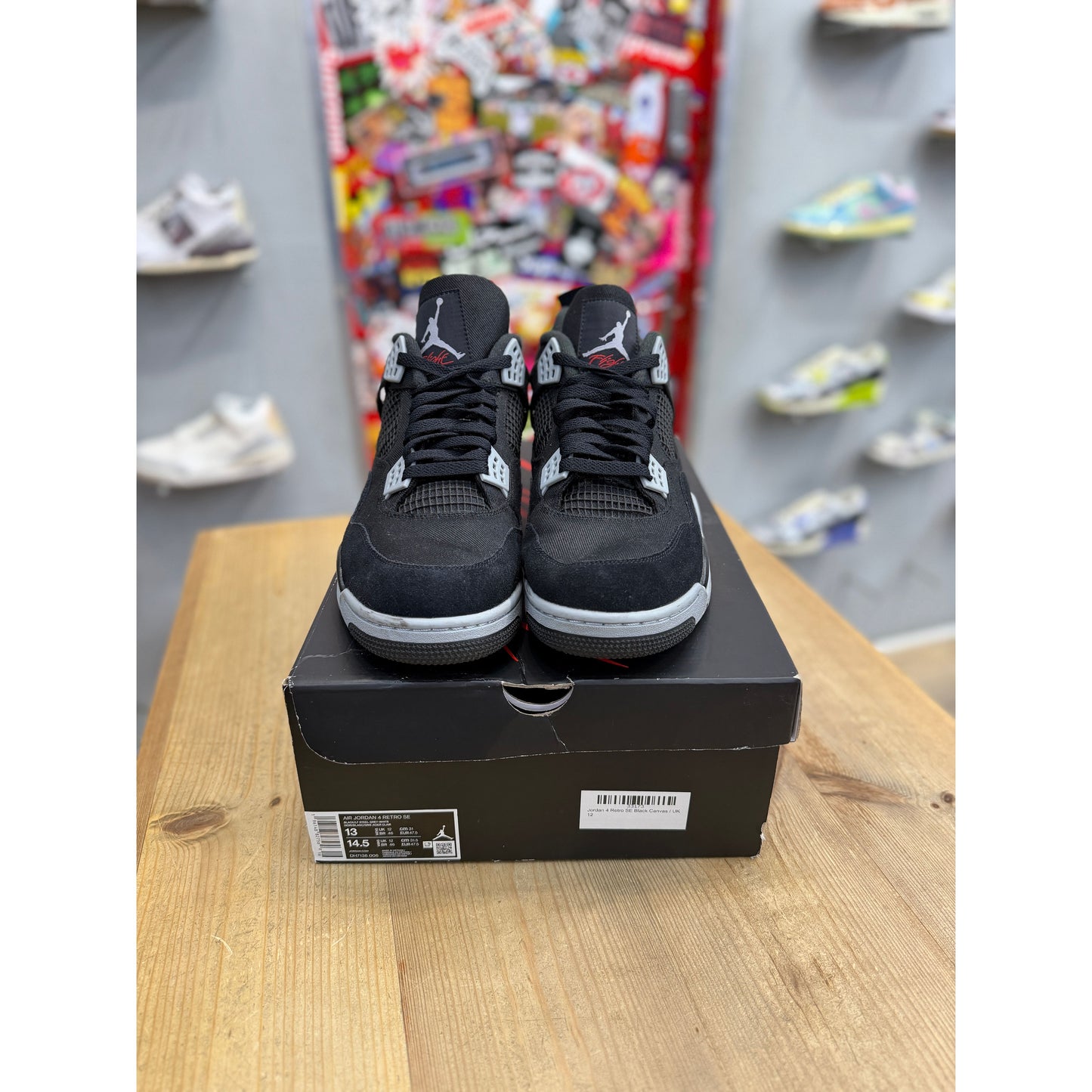 Jordan 4 Retro SE Black Canvas UK12