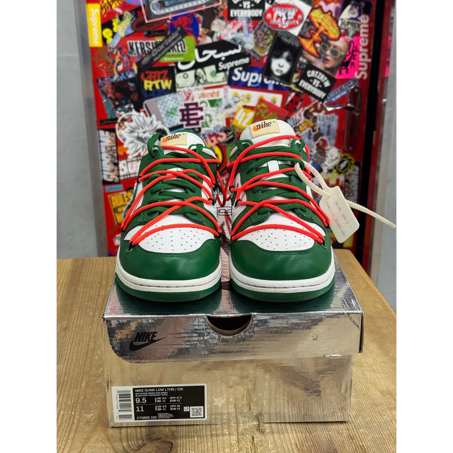 Nike Dunk Low Off-White Pine Green UK 8.5