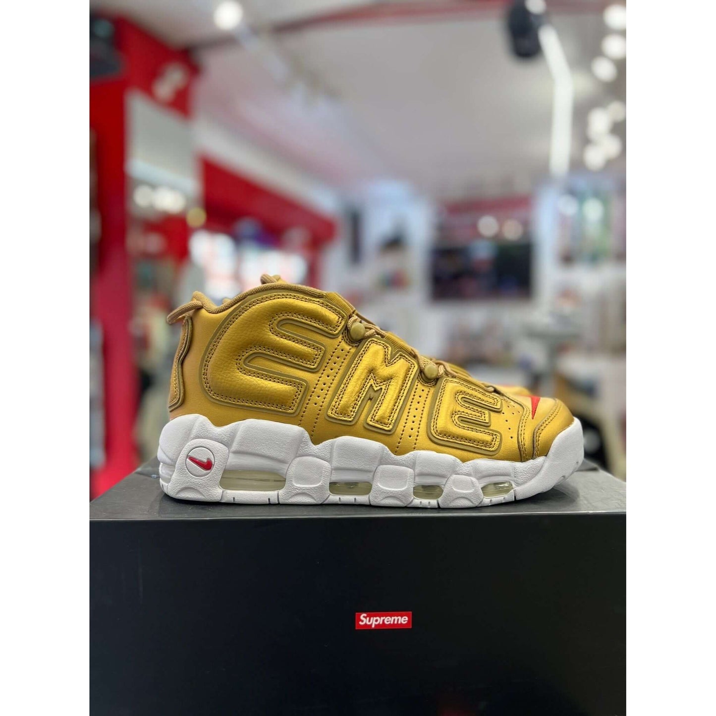 Air More Uptempo Supreme "Suptempo" Gold (2017) by Nike in Shoes. Available at KershKicks for £400.00. A must-have for fans of Nike looking to elevate their style with this Shoes.