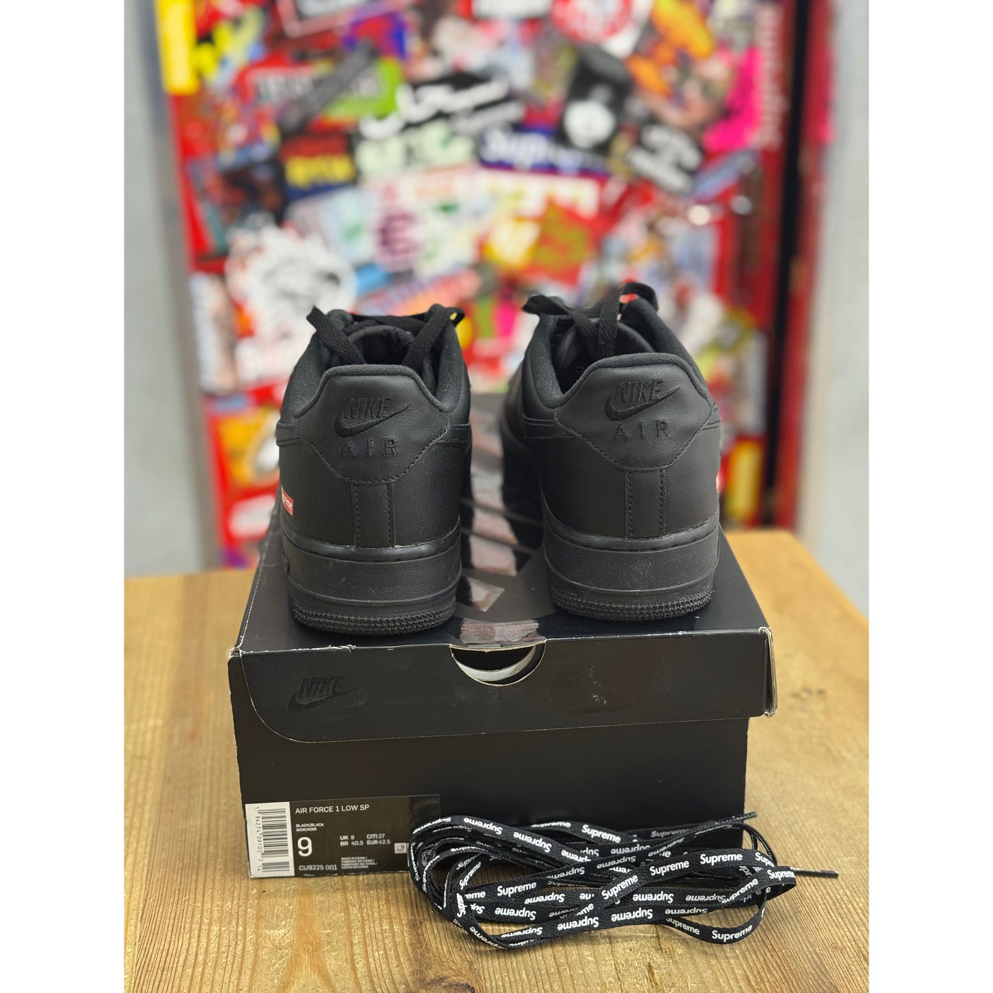 Nike Air Force 1 Low Supreme Black UK 8