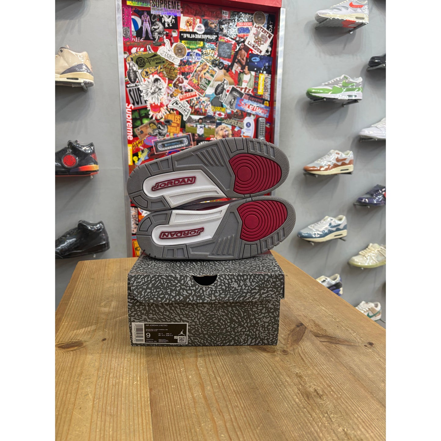 Jordan 3 Retro Cardinal Red UK 8