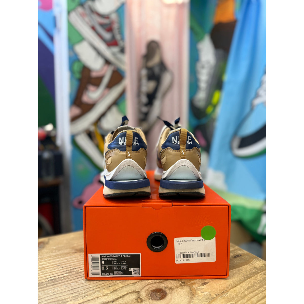 Nike x Sacai Vaporwaffle Sesame Blue Void UK7