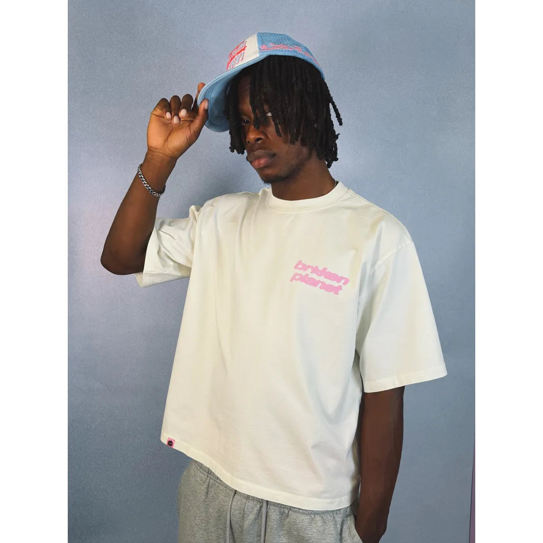 Broken Planet Star Logo T-Shirt Vanila White/Pink