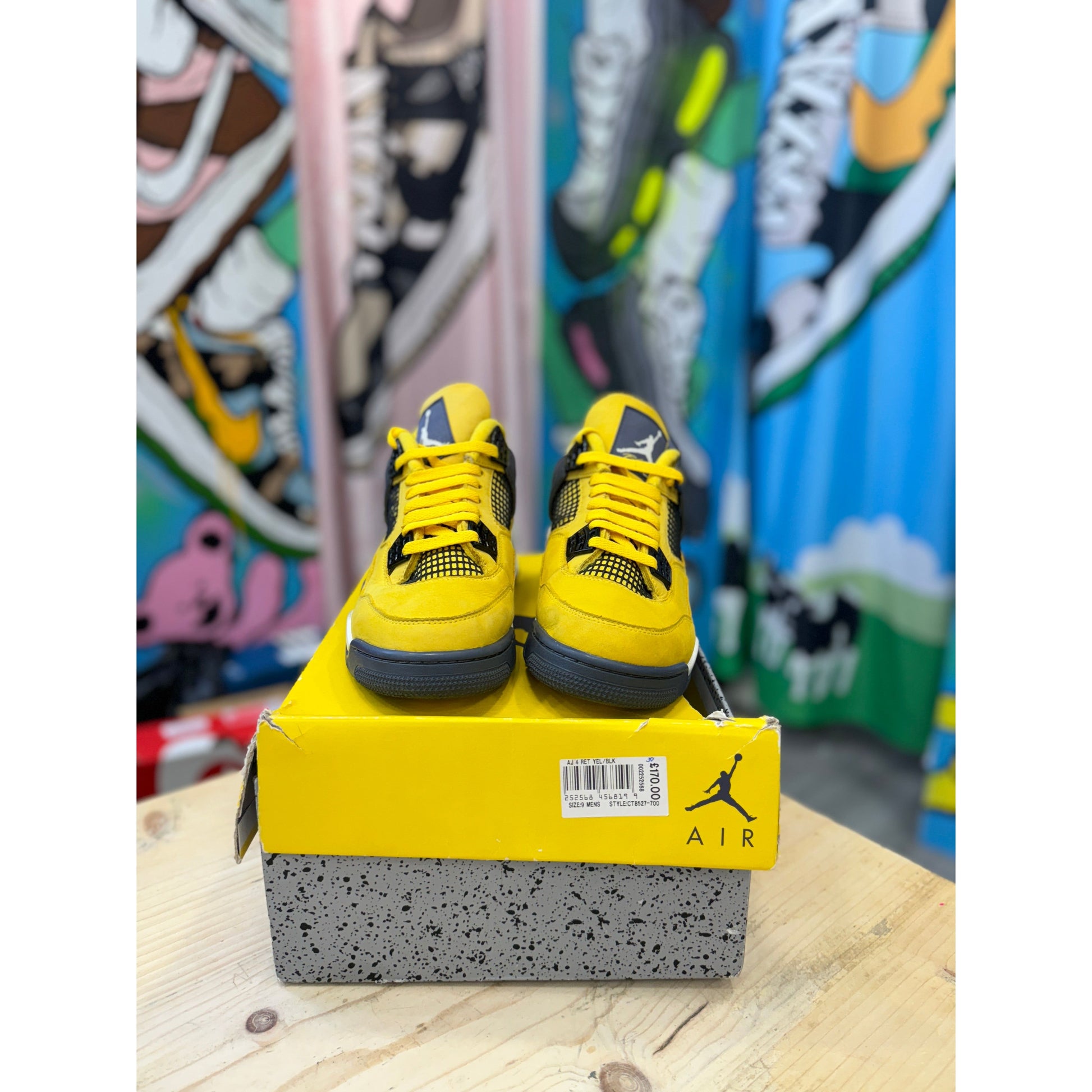 Jordan 4 Lightning Retro UK 9 by Jordan's in Shoes. Available at KershKicks for £150.00. A must-have for fans of Jordan's looking to elevate their style with this Kershkicked.