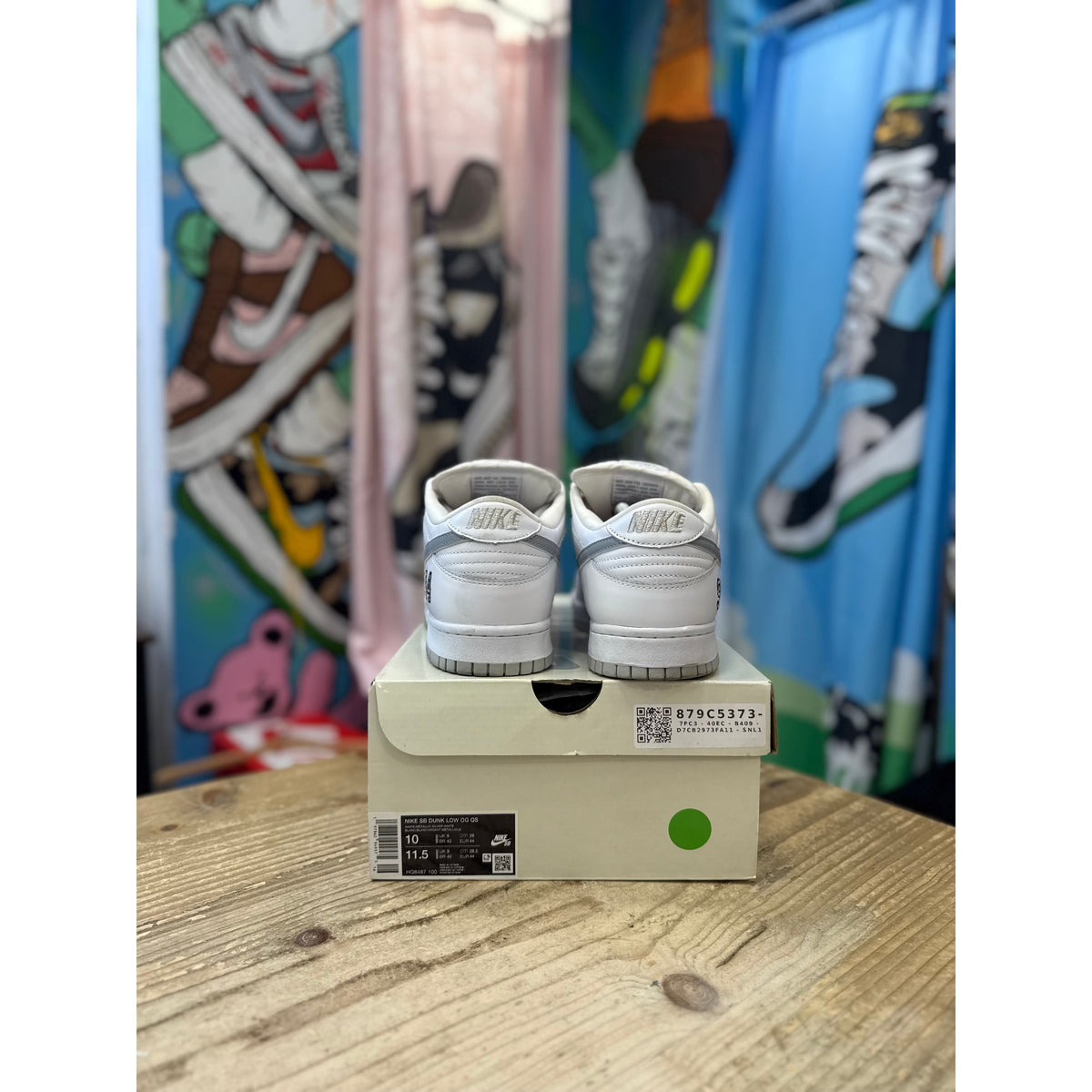 Nike SB Dunk Low Supreme 94 White Metallic Silver UK 9