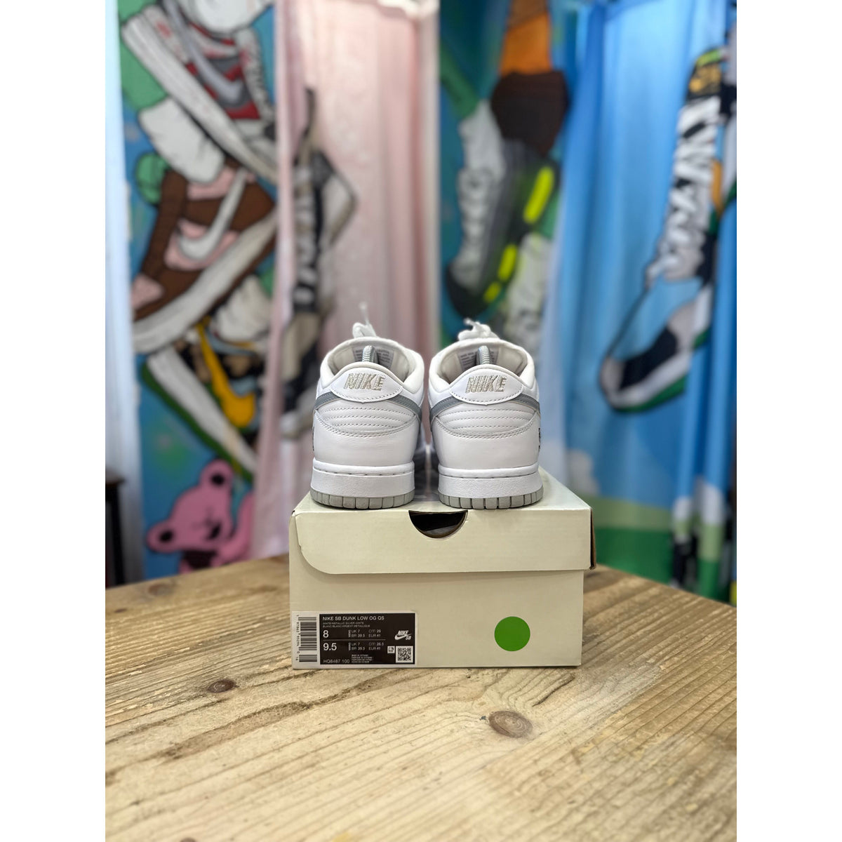 Nike SB Dunk Low Supreme 94 White Metallic Silver UK 7