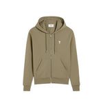 AMI PARIS BLACK COTTON AMI DE COEUR ZIPPED HOODIE OLIVE GREEN