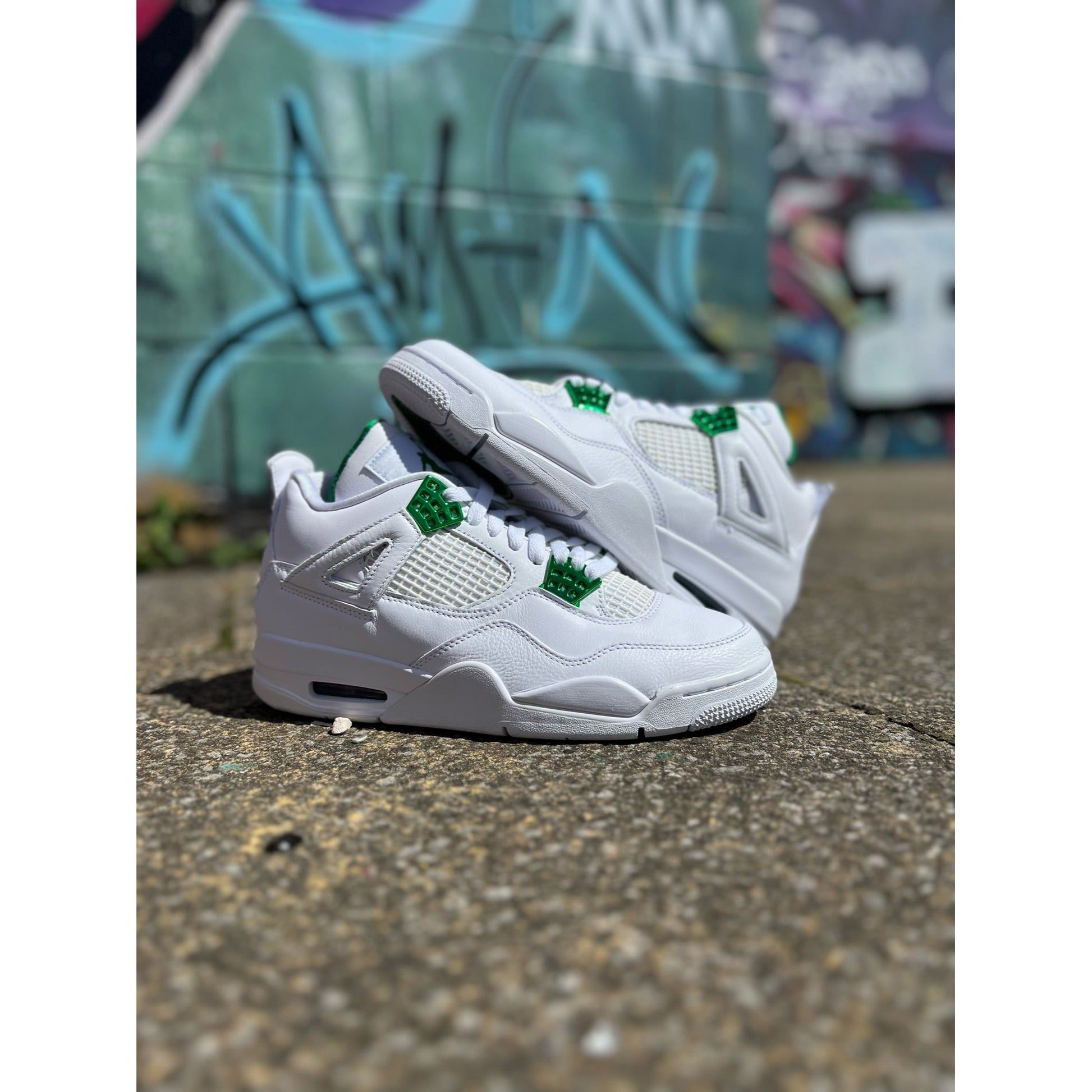 Jordan 4 Retro Metallic Green by Jordan's in Shoes. Available at KershKicks for £675.00. A must-have for fans of Jordan's looking to elevate their style with this Shoes.
