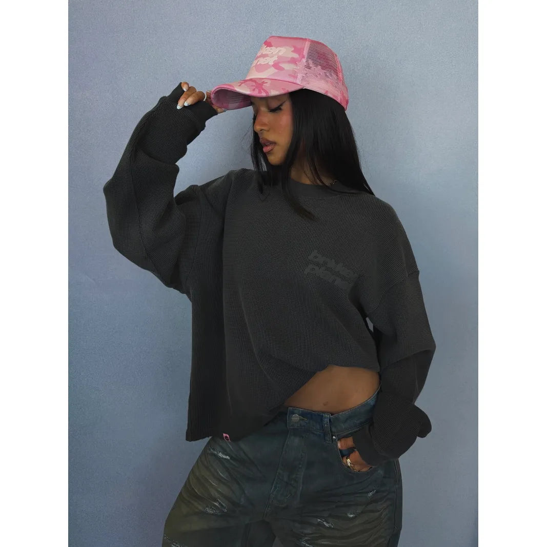 STAR LOGO SUNFADED WAFFLE LONG SLEEVE