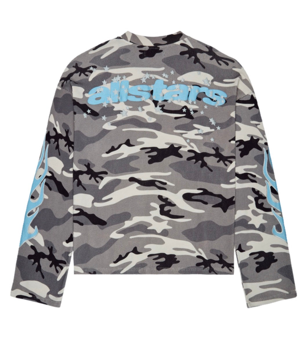 BROKEN PLANET GREY STAR CAMO WAFFLE LONG SLEEVE