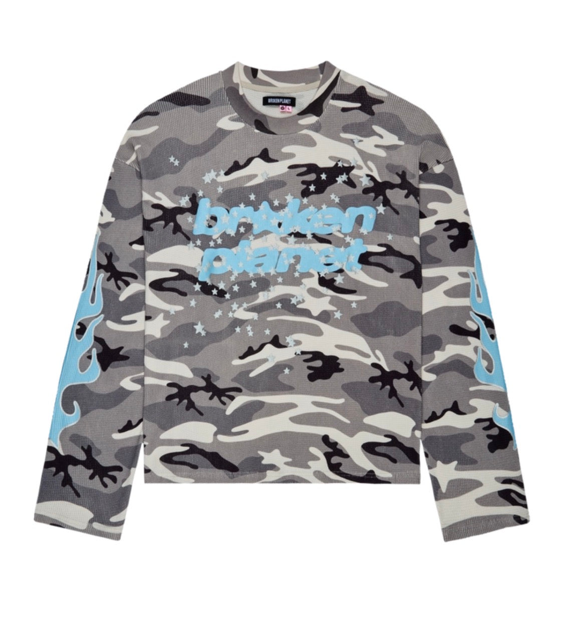 BROKEN PLANET GREY STAR CAMO WAFFLE LONG SLEEVE