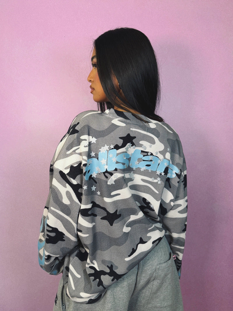 BROKEN PLANET GREY STAR CAMO WAFFLE LONG SLEEVE
