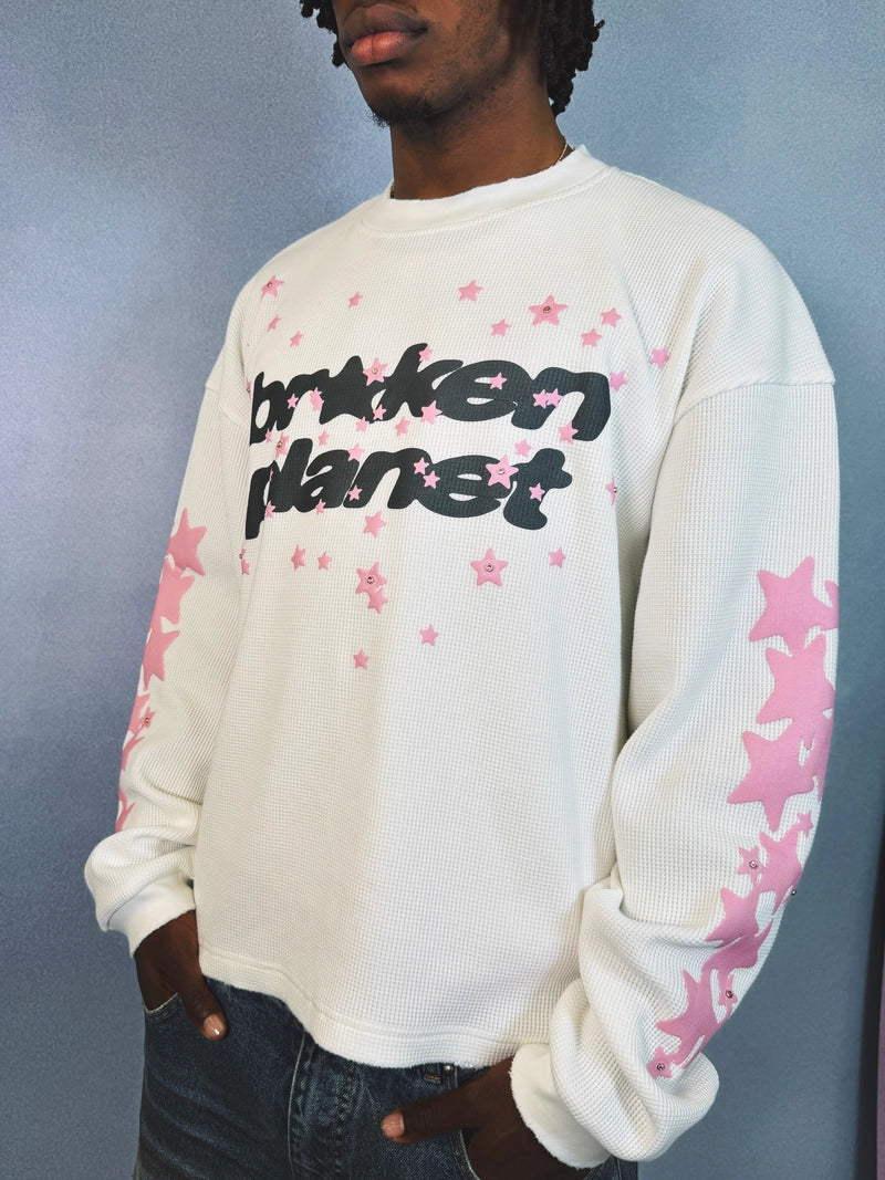BROKEN PLANET VANILLA WHITE ALLSTARS WAFFLE LONG SLEEVE