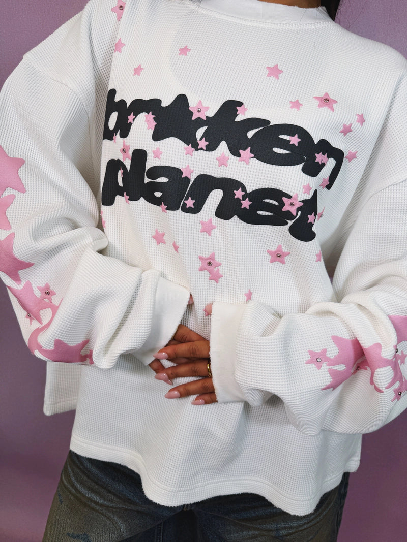 BROKEN PLANET VANILLA WHITE ALLSTARS WAFFLE LONG SLEEVE