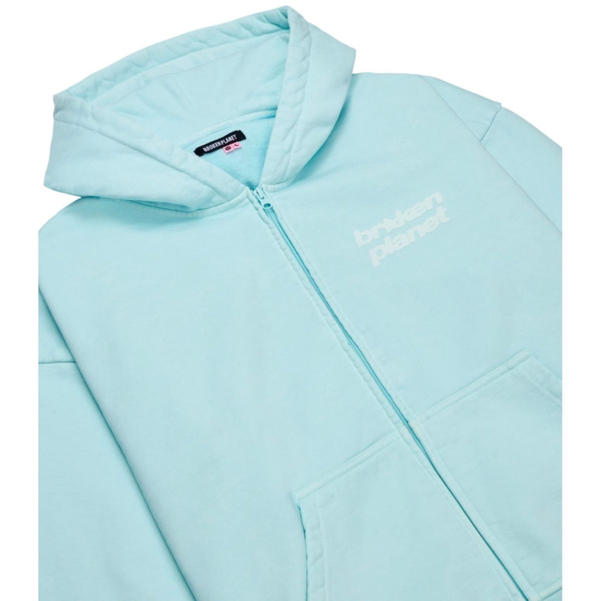 BROKEN PLANET STAR LOGO ZIP UP HOODIE BLUE TINT