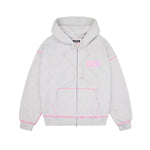 BROKEN PLANET STAR LOGO COVERSTITCH ZIP-UP HOODIE ASH GREY