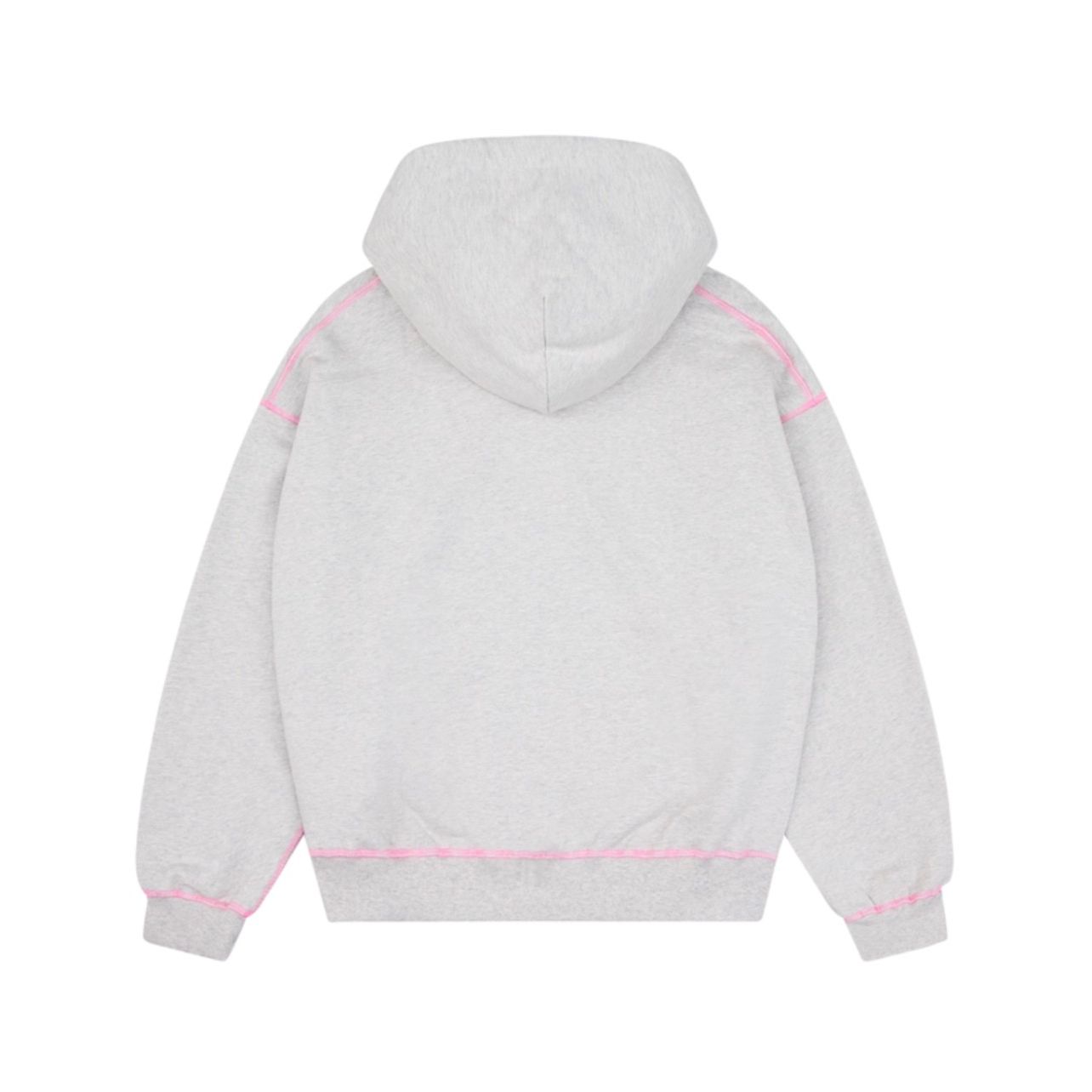 BROKEN PLANET STAR LOGO COVERSTITCH ZIP-UP HOODIE ASH GREY