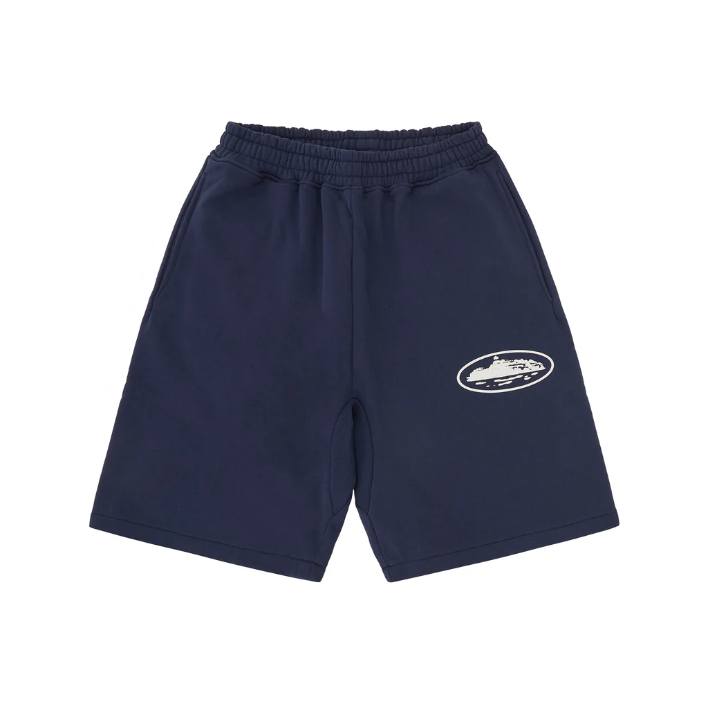 Corteiz Island Puff Print Sweatshort Navy