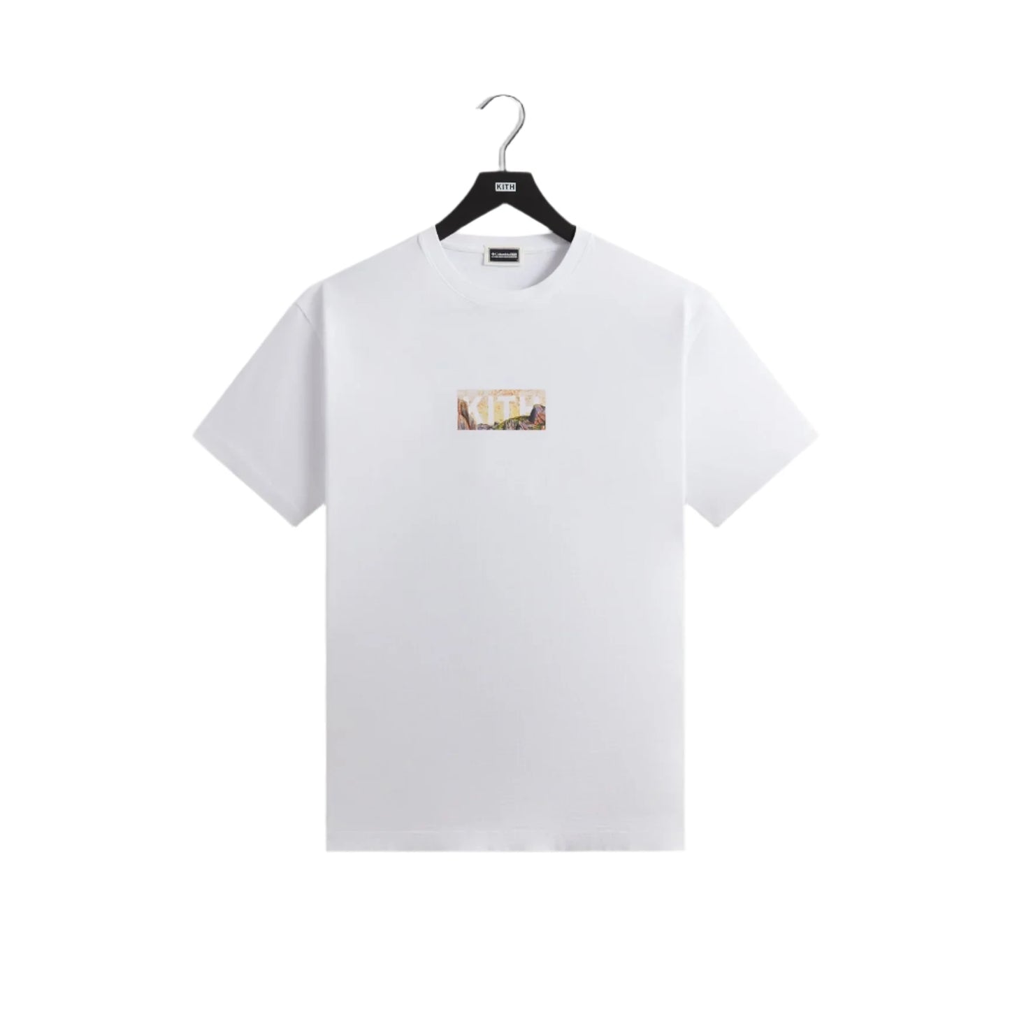 Kith x Columbia Yosemite Classic Logo Tee White by Kith in Uncategorized. Available at KershKicks for £100.00. A must-have for fans of Kith looking to elevate their style with this T-Shirt.