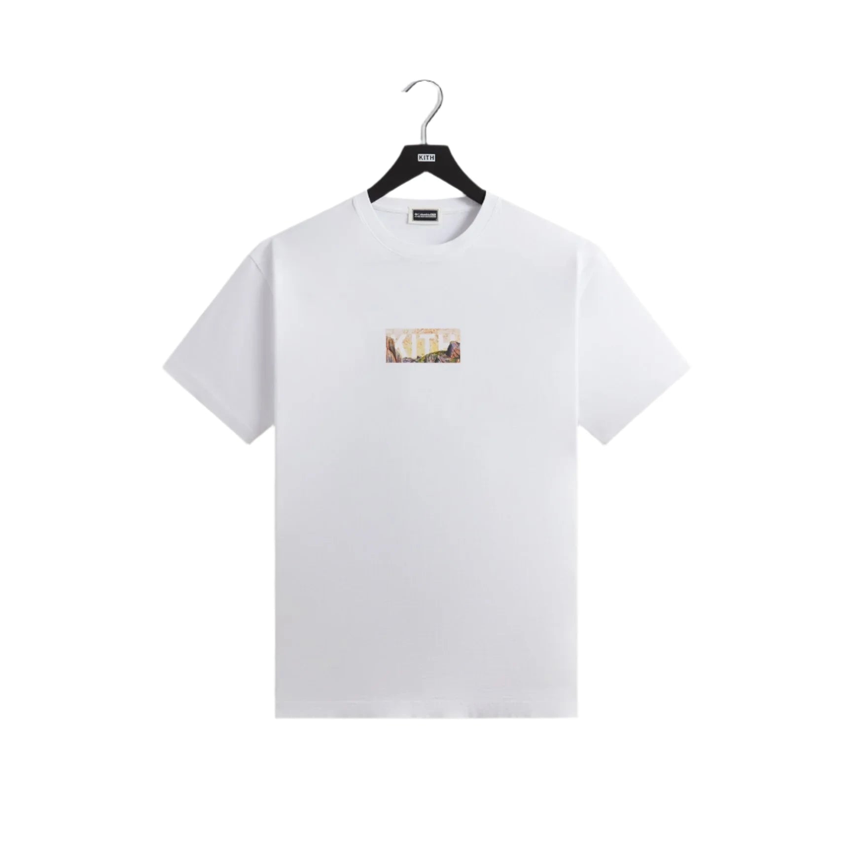Kith x Columbia Yosemite Classic Logo Tee White by Kith in Uncategorized. Available at KershKicks for £100.00. A must-have for fans of Kith looking to elevate their style with this T-Shirt.