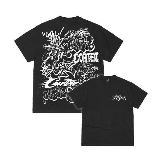 Corteiz Graffiti Tee Black by Corteiz in Clothing. Available at KershKicks for £85.00. A must-have for fans of Corteiz looking to elevate their style with this T-Shirt.
