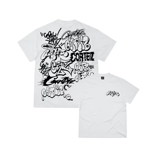 Corteiz Graffiti Tee White by Corteiz in Clothing. Available at KershKicks for £85.00. A must-have for fans of Corteiz looking to elevate their style with this T-Shirt.